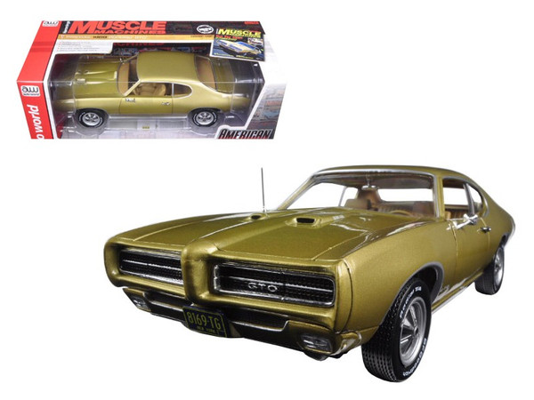 1969 Pontiac GTO Hardtop Antique Gold "Hemmings Muscle Magazine" Limited Edition to 1002pc 1/18 Diecast Model Car by Autoworld AMM1081