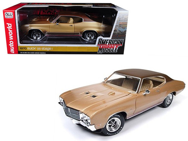 1970 Buick Skylark GS Gold Hemmings Muscle Machines Limited Edition to 1002pc 1/18 Diecast Model Car by Autoworld AMM1105