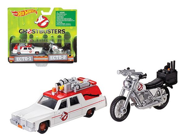 Ghostbusters 3 Movie Cadillac 1/64 & Bike 1/50 Scale Diecast Model By Hotwheels (Pack Of 2) DRW73
