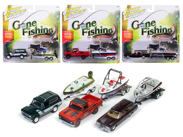 Gone Fishing 2017 Release 4A Set of 3 1/64 Diecast Model Cars by Johnny Lightning JLBT004-A