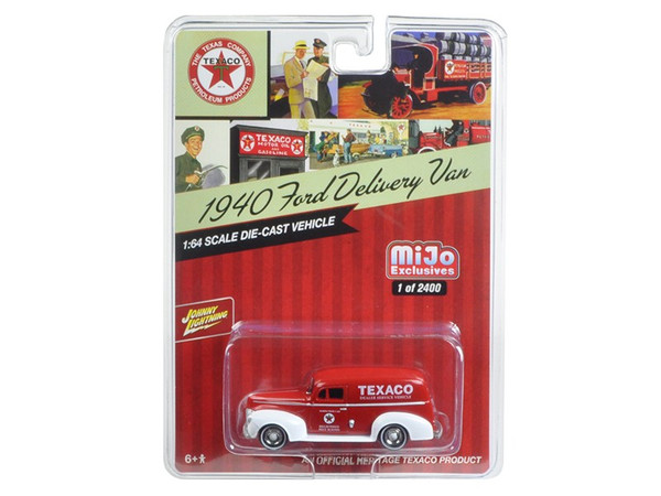 1940 Ford Delivery Van "Texaco" Red 1/64 Diecast Model Car By Johnny Lightning (Pack Of 3) JLCP7013