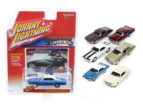 Muscle Cars USA Set of 6 Cars 1/64 Diecast Models Cars by Johnny Lightning JLMC002-B