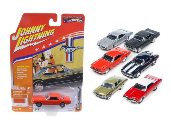Muscle Cars USA Set of 6 1/64 Diecast Model Cars by Johnny Lightning JLMC002-D