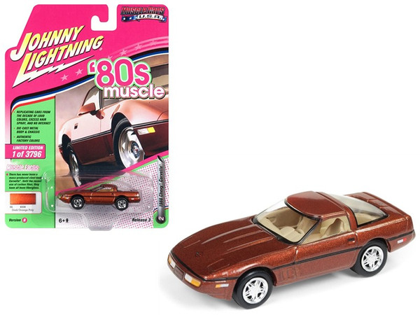 1988 Chevrolet Corvette Dark Bronze Metallic "80"'S Muscle" Limited Edition To 3796 Pieces Worldwide 1/64 Diecast Model Car By Johnny Lightning (Pack Of 3) JLMC014-JLSP026B