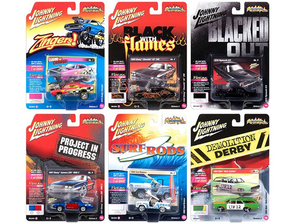 Street Freaks 2018 Release 2 Set A of 6 Cars 1/64 Diecast Models by Johnny Lightning JLSF008A