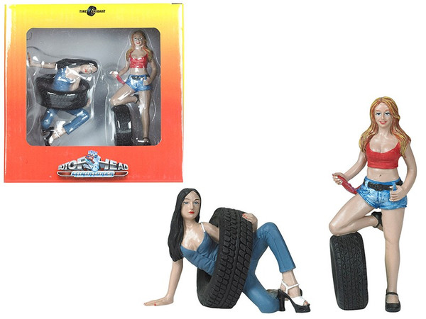 Val And Andie Tire Brigade 2 Piece Figurine Set 1/18 By Motorhead Miniatures (Pack Of 2) MH772