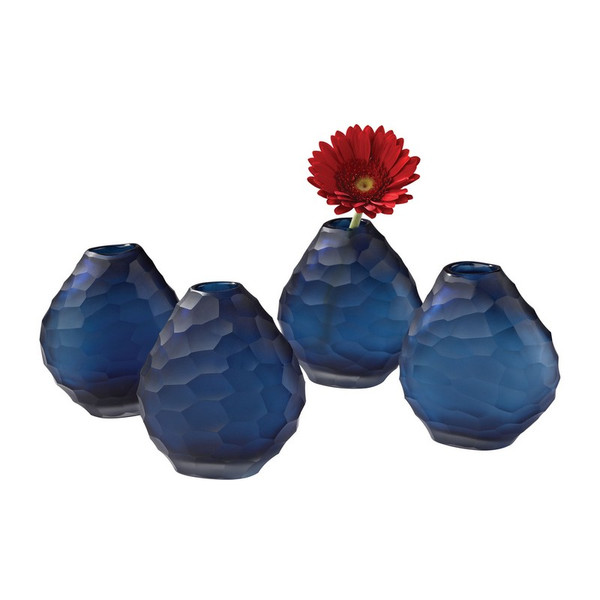 Dimond Home Cut Pebble Vases - Blue 4154-044/S4