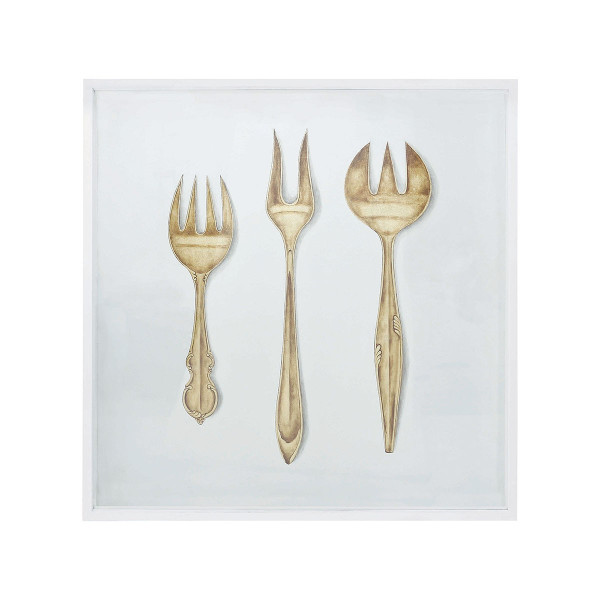 Dimond Home Formal Forks In Gold Wall Art - Gloss White 7011-1285