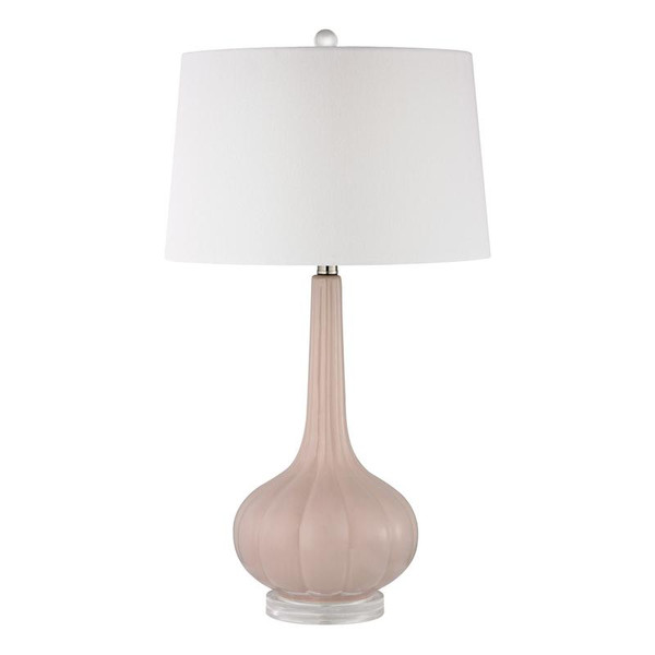 Pastel Pink Fluted Ceramic Table Lamp On Acrylic Base -Led D2459-LED