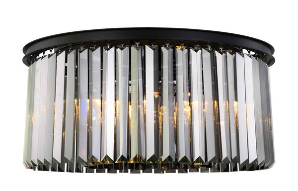 Elegant Sydney 8 Light Matte Black Flush Mount Silver Shade (Grey) Royal Cut Crystal 1238F31MB-SS/RC