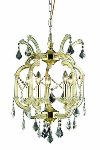 Elegant Maria Theresa 5 Light Gold Pendant Clear Elegant Cut Crystal 2800D15G/EC