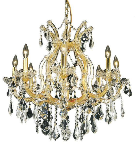 Elegant Maria Theresa 9 Light Gold Chandelier Clear Elegant Cut Crystal 2800D26G/EC