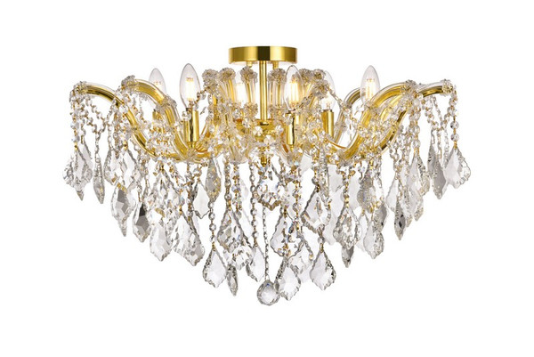 Elegant Maria Theresa 6 Light Gold Flush Mount Clear Swarovski® Elements Crystal 2800F24G/SS