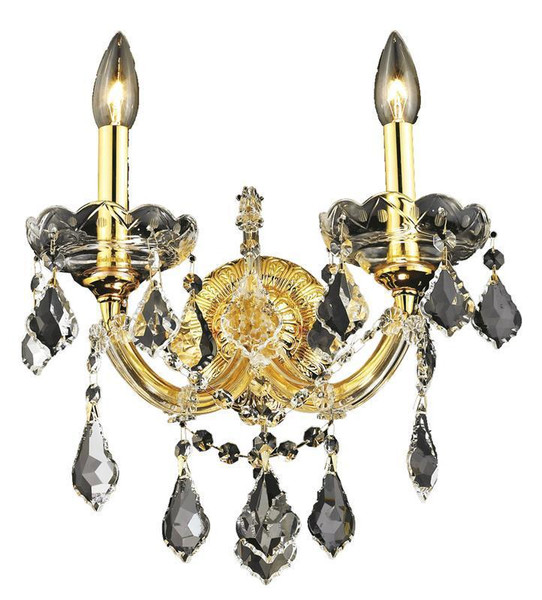 Elegant Maria Theresa 2 Light Gold Wall Sconce Clear Swarovski® Elements Crystal 2800W2G/SS