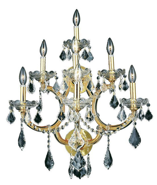 Elegant Maria Theresa 7 Light Gold Wall Sconce Clear Spectra® Swarovski® Crystal 2800W7G/SA