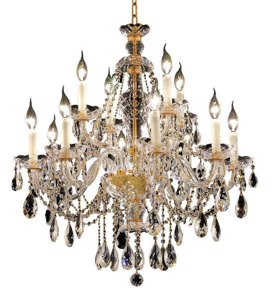 Elegant Alexandria 12 Light Gold Chandelier Clear Elegant Cut Crystal 7829D28G/EC