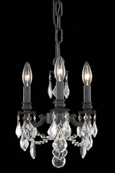 Elegant Lillie 3 Light Dark Bronze Pendant Clear Spectra® Swarovski® Crystal 9103D10DB/SA