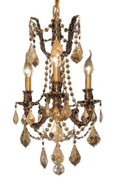 Elegant Rosalia 3 Light French Gold Pendant Golden Teak (Smoky) Swarovski® Elements Crystal 9203D13FG-GT/SS