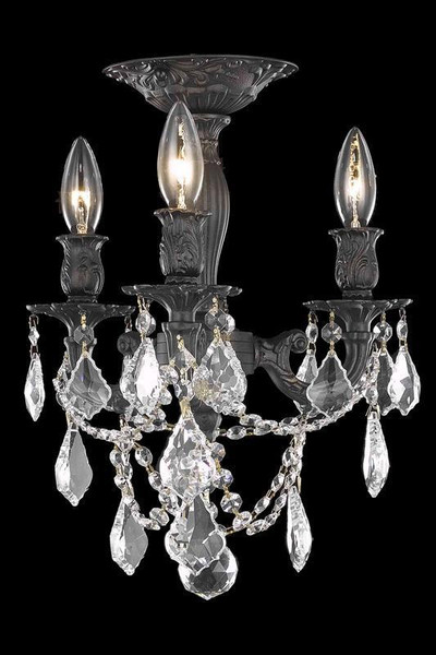Elegant Rosalia 3 Light Dark Bronze Flush Mount Clear Swarovski® Elements Crystal 9203F13DB/SS