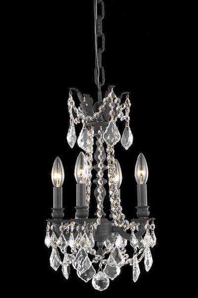 Elegant Rosalia 4 Light Dark Bronze Pendant Clear Swarovski® Elements Crystal 9204D10DB/SS