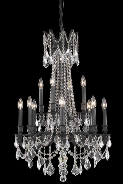 Elegant Rosalia 12 Light Dark Bronze Chandelier Golden Teak (Smoky) Swarovski® Elements Crystal 9212D24DB-GT/SS