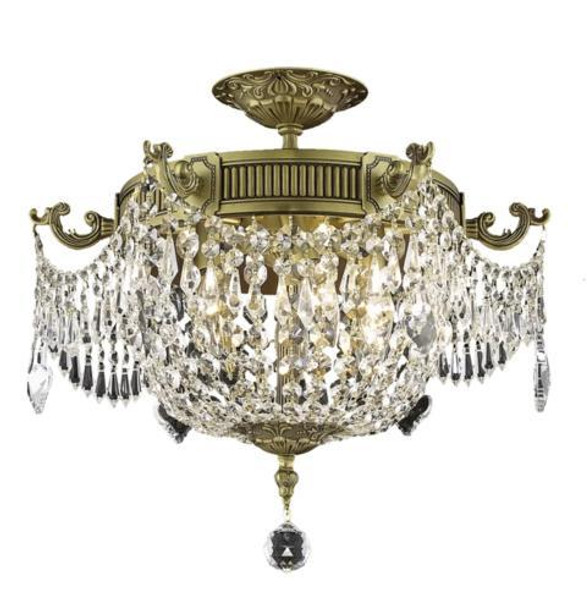 Elegant Esperanza 3 Light French Gold Flush Mount Clear Elegant Cut Crystal 9303F18FG/EC