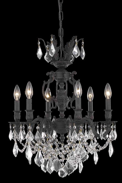 Elegant Marseille 6 Light Dark Bronze Chandelier Clear Royal Cut Crystal 9506D20DB/RC