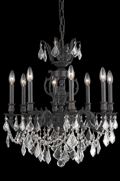 Elegant Marseille 8 Light Dark Bronze Chandelier Clear Royal Cut Crystal 9508D24DB/RC