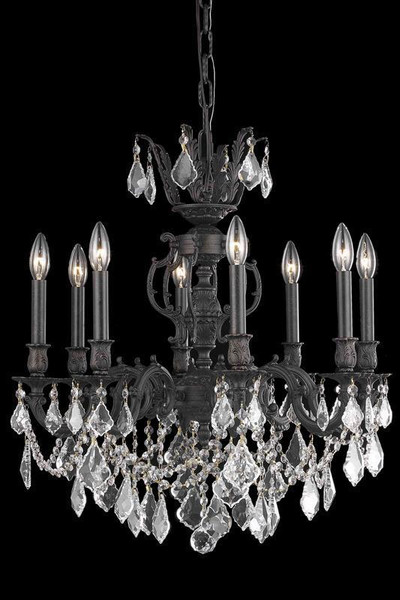 Elegant Marseille 8 Light Dark Bronze Chandelier Golden Shadow (Champagne) Royal Cut Crystal 9508D24DB-GS/RC