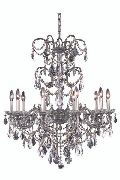 Elegant Athena 10 Light Pewter Chandelier Clear Royal Cut Crystal 9710D29PW/RC