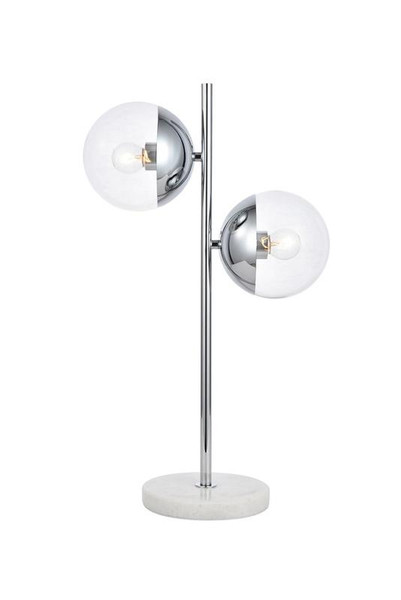 Elegant Eclipse 2 Lights Chrome Table Lamp With Clear Glass LD6155C