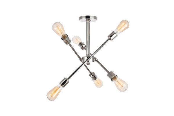 Elegant Axel 6 Lights Polished Nickel Flush Mount LD8003D17PN