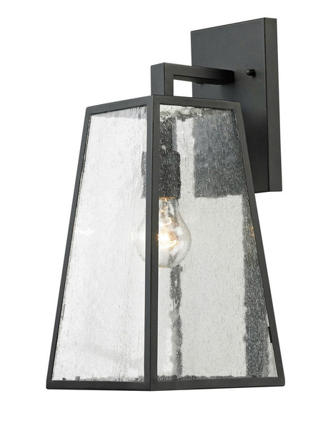 Elegant Outdoor Wall Lantern D:7 H:15.5 100W Matte Black Finish Clear Seedy Glass Lens LDOD2201
