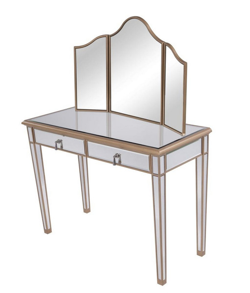 Elegant Vanity Table 42 In. X 18 In. X 31 In. And Mirror 39 In. X 24 In. MF6-2003G