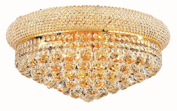 Elegant Primo 10 Light Gold Flush Mount Clear Royal Cut Crystal V1800F20G/RC
