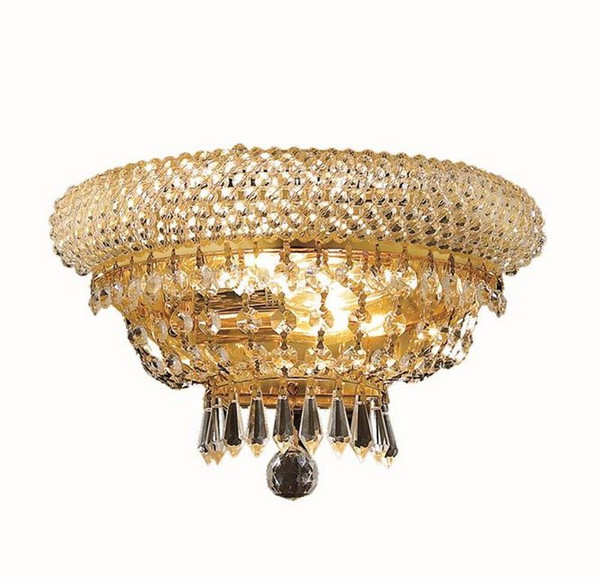 Elegant Primo 2 Light Gold Wall Sconce Clear Swarovski® Elements Crystal V1803W12G/SS
