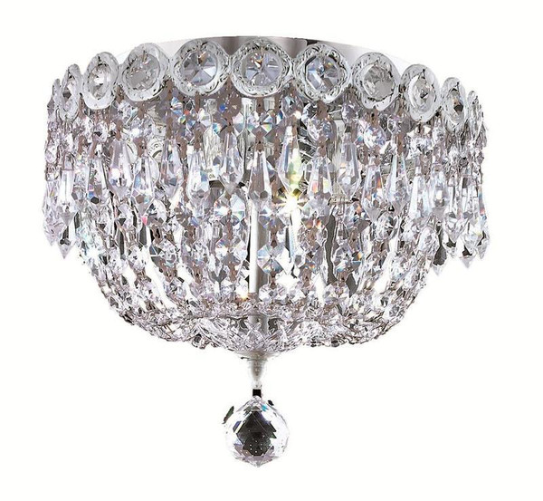 Elegant Century 3 Light Chrome Flush Mount Clear Swarovski® Elements Crystal V1900F10C/SS