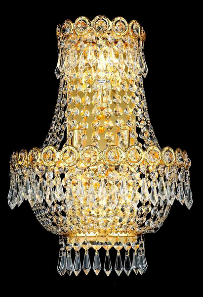 Elegant Century 3 Light Gold Wall Sconce Clear Swarovski® Elements Crystal V1900W12SG/SS