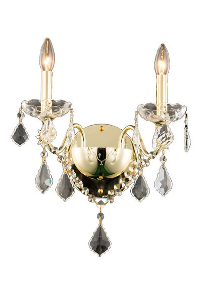 Elegant St. Francis 2 Light Gold Wall Sconce Clear Spectra® Swarovski® Crystal V2015W2G/SA