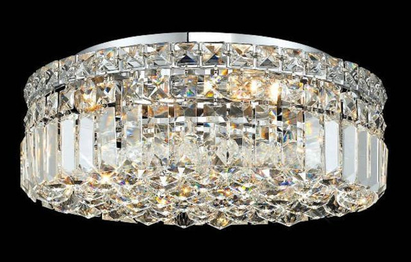 Elegant Maxime 5 Light Chrome Flush Mount Clear Royal Cut Crystal V2030F16C/RC