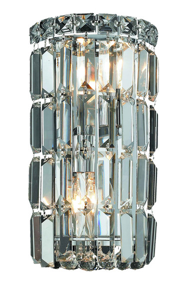 Elegant Maxime 2 Light Chrome Wall Sconce Clear Elegant Cut Crystal V2030W6C/EC