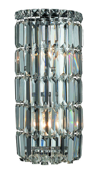 Elegant Maxime 2 Light Chrome Wall Sconce Clear Swarovski® Elements Crystal V2030W8C/SS
