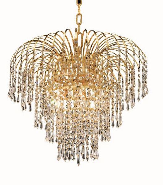 Elegant Falls 6 Light Gold Chandelier Clear Swarovski® Elements Crystal V6801D21G/SS