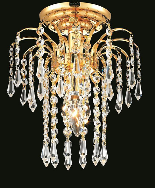 Elegant Falls 1 Light Gold Flush Mount Clear Elegant Cut Crystal V6801F9G/EC