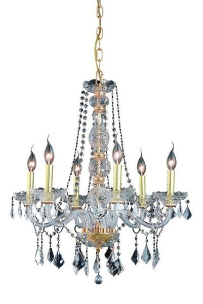 Elegant Verona 6 Light Gold Chandelier Clear Royal Cut Crystal V7856D24G/RC