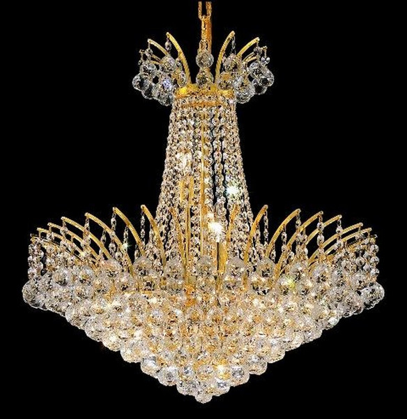 Elegant Victoria 11 Light Gold Chandelier Clear Elegant Cut Crystal V8031D24G/EC