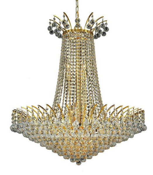 Elegant Victoria 16 Light Gold Chandelier Clear Swarovski® Elements Crystal V8031D29G/SS
