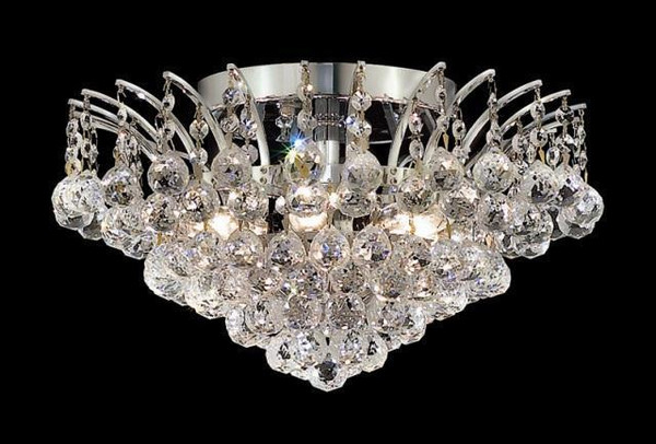 Elegant Victoria 6 Light Chrome Flush Mount Clear Spectra® Swarovski® Crystal V8031F16C/SA