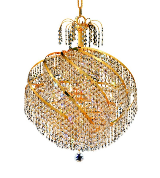 Elegant Spiral 10 Light Gold Chandelier Clear Swarovski® Elements Crystal V8052D22G/SS