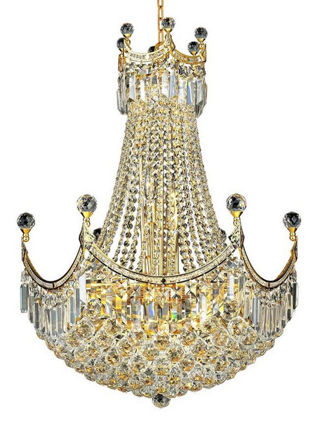 Elegant Corona 18 Light Gold Chandelier Clear Elegant Cut Crystal V8949D24G/EC